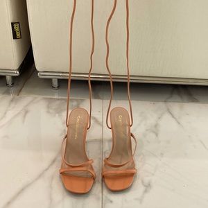 City Classified Women's Open Toe Lace Up Tie High Heel Sandal